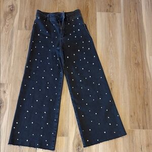 ANTONIO MELANI Black Cropped Jeans with Rhinestones